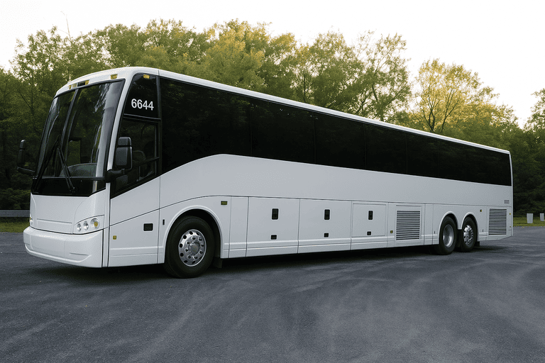 exterior of Bus Rental Company Hollywood coach bus