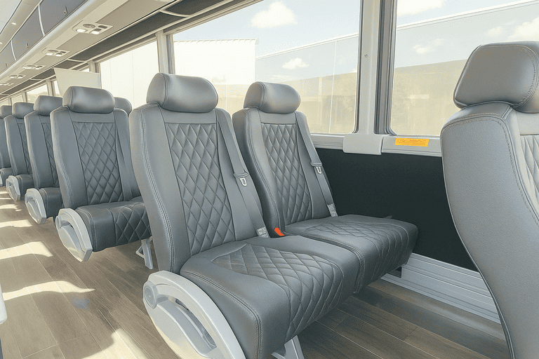 interior of Bus Rental Company Hollywood charter bus